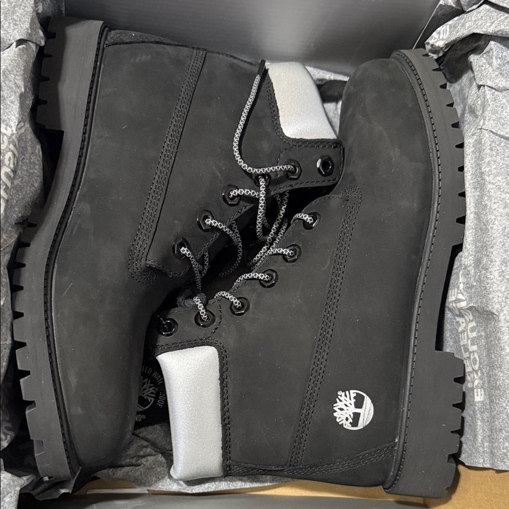 Timberland Black and Silver Boots